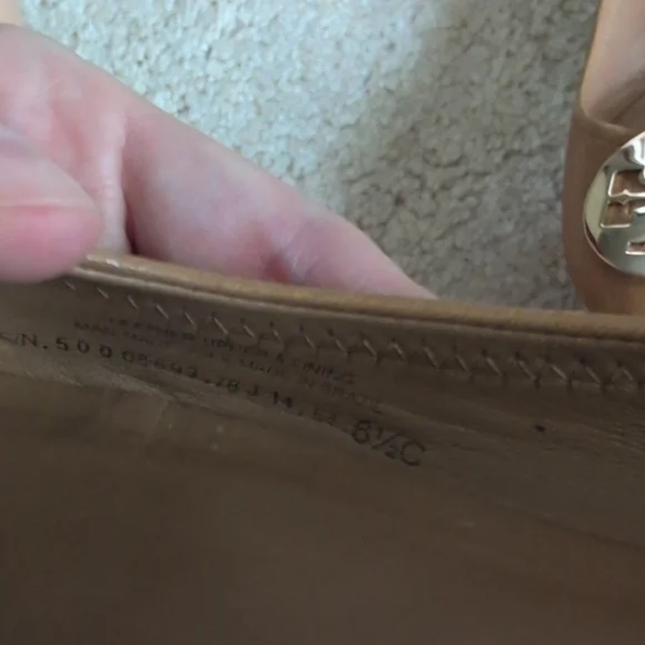 Tory Burch Tan Flats with Gold Logo - Picture 5 of 5